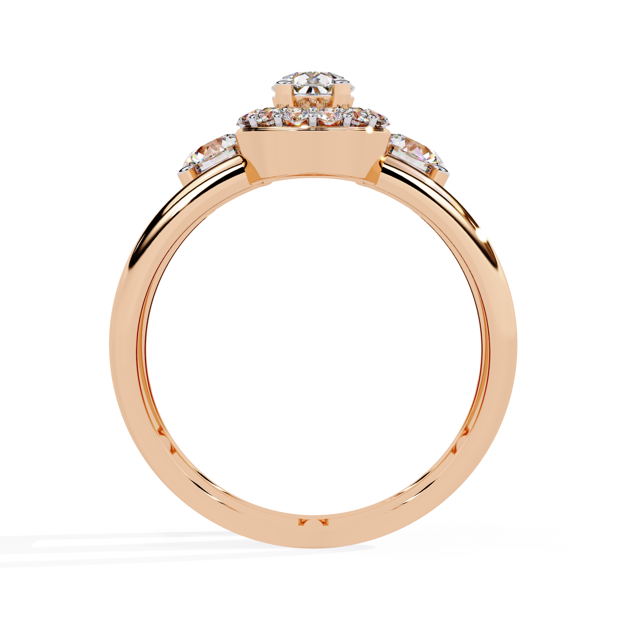 Solitairekart – 0.97 CT Lab Grown Diamond Halo Ring | 14K Yellow Gold